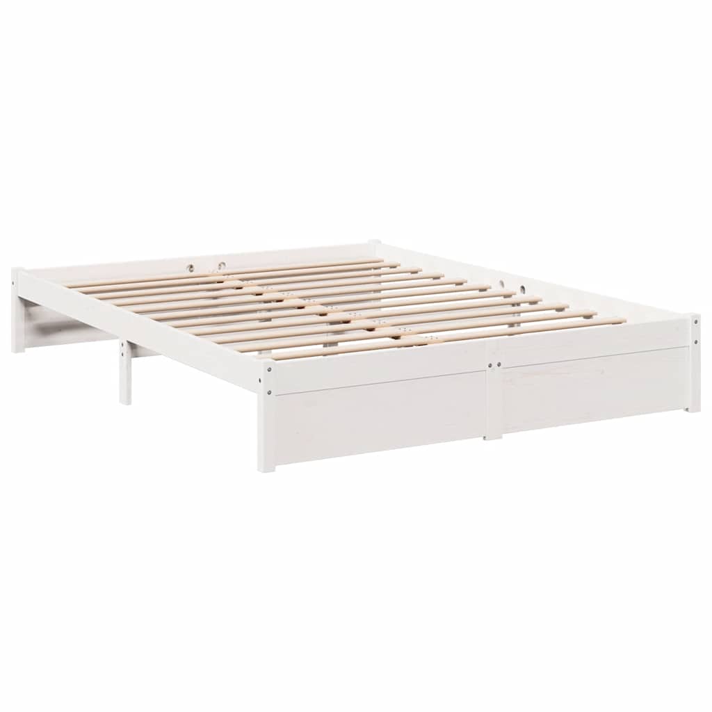 Letto Libreria senza Materasso Bianco 150x200 cm Legno di Pino - homemem39