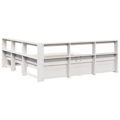 Letto Libreria senza Materasso Bianco 150x200 cm Legno di Pino - homemem39