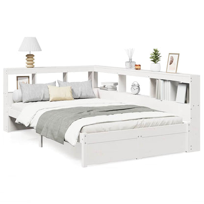 Letto Libreria senza Materasso Bianco 90x190 cm Massello Pino