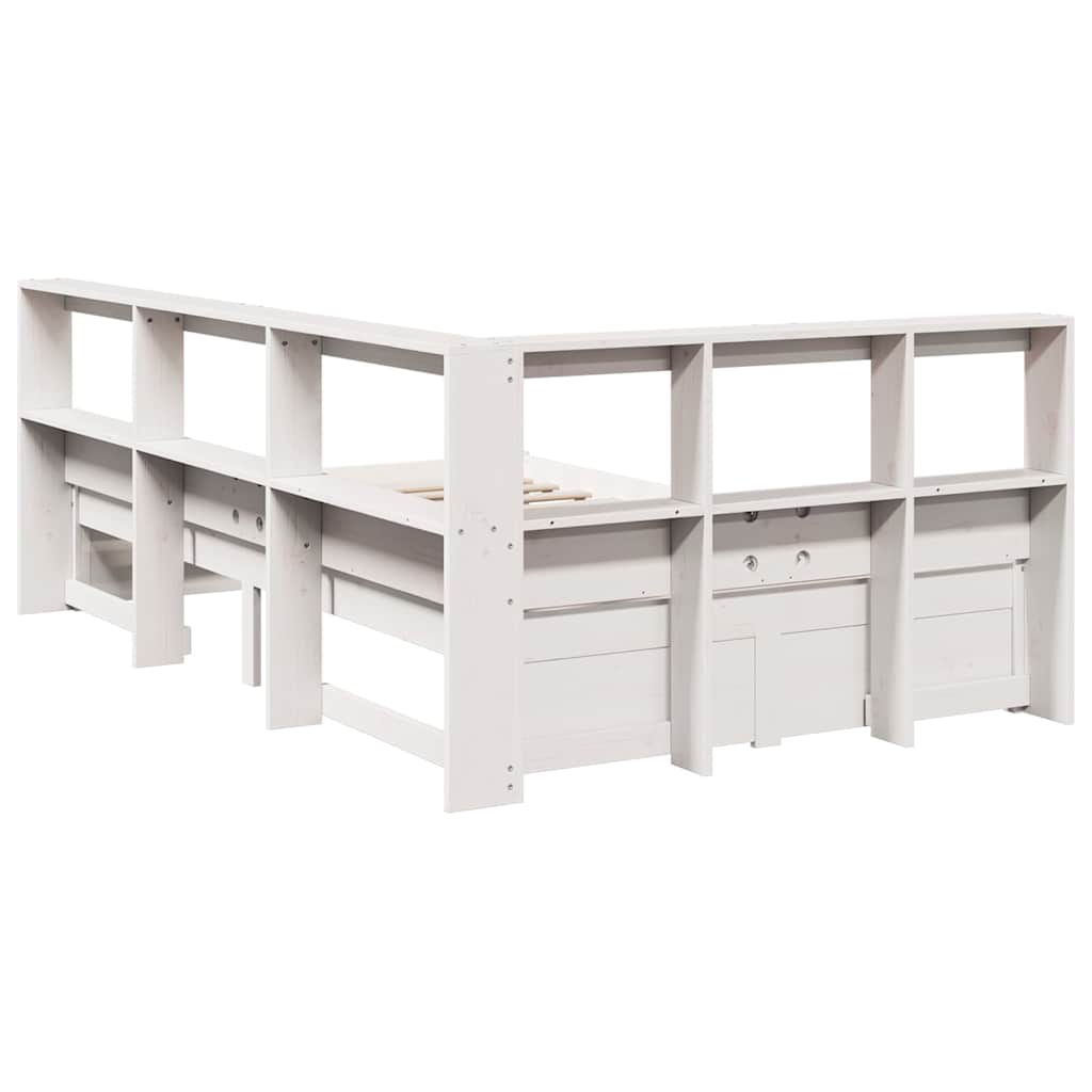 Letto Libreria senza Materasso Bianco 90x190 cm Massello Pino