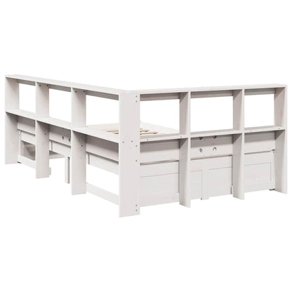 Letto Libreria senza Materasso Bianco 90x190 cm Massello Pino