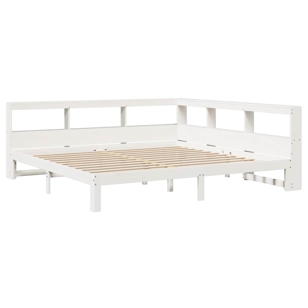 Letto Libreria senza Materasso Bianco 200x200 cm Legno di Pino