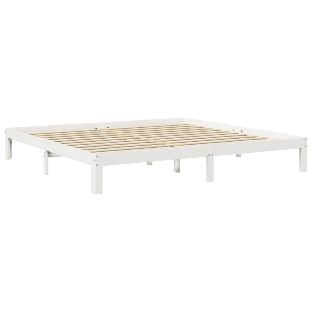 Letto Libreria senza Materasso Bianco 200x200 cm Legno di Pino