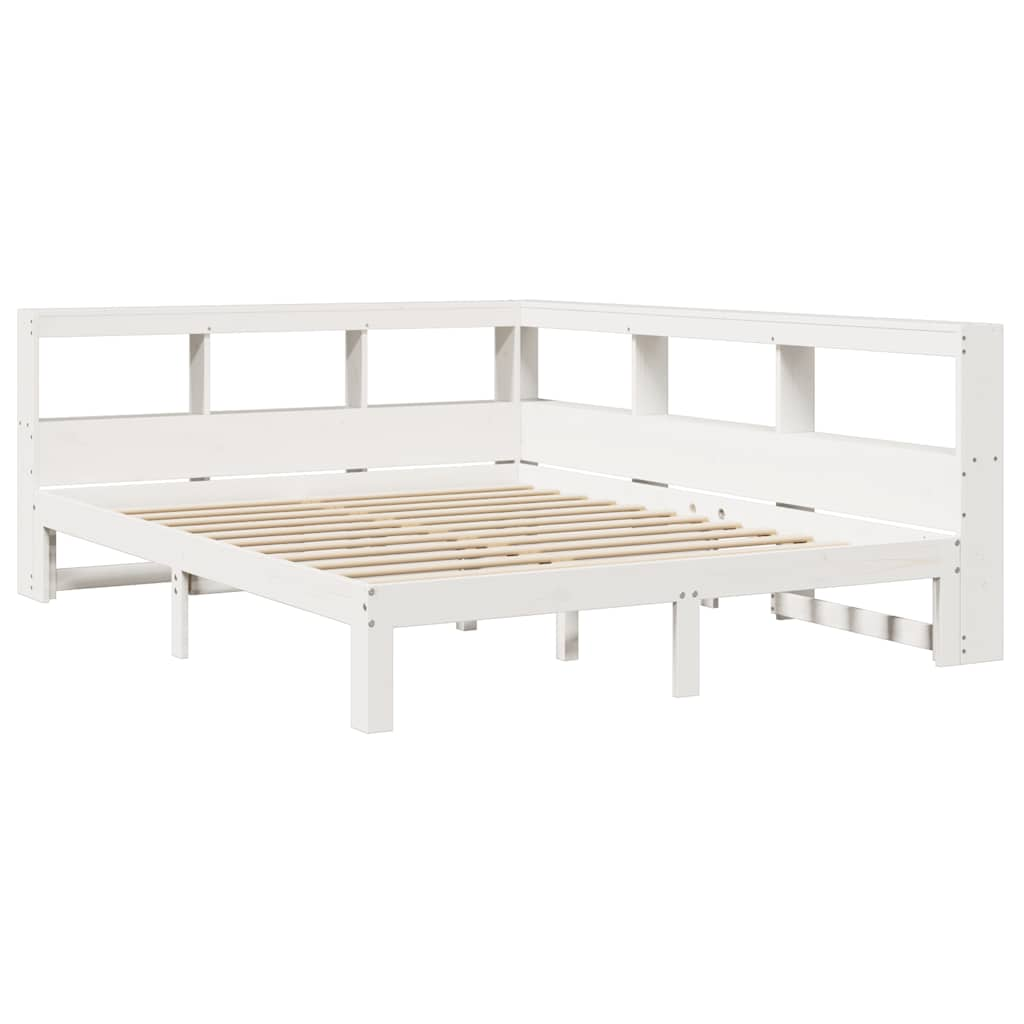 Letto Libreria senza Materasso Bianco 160x200 cm Legno di Pino