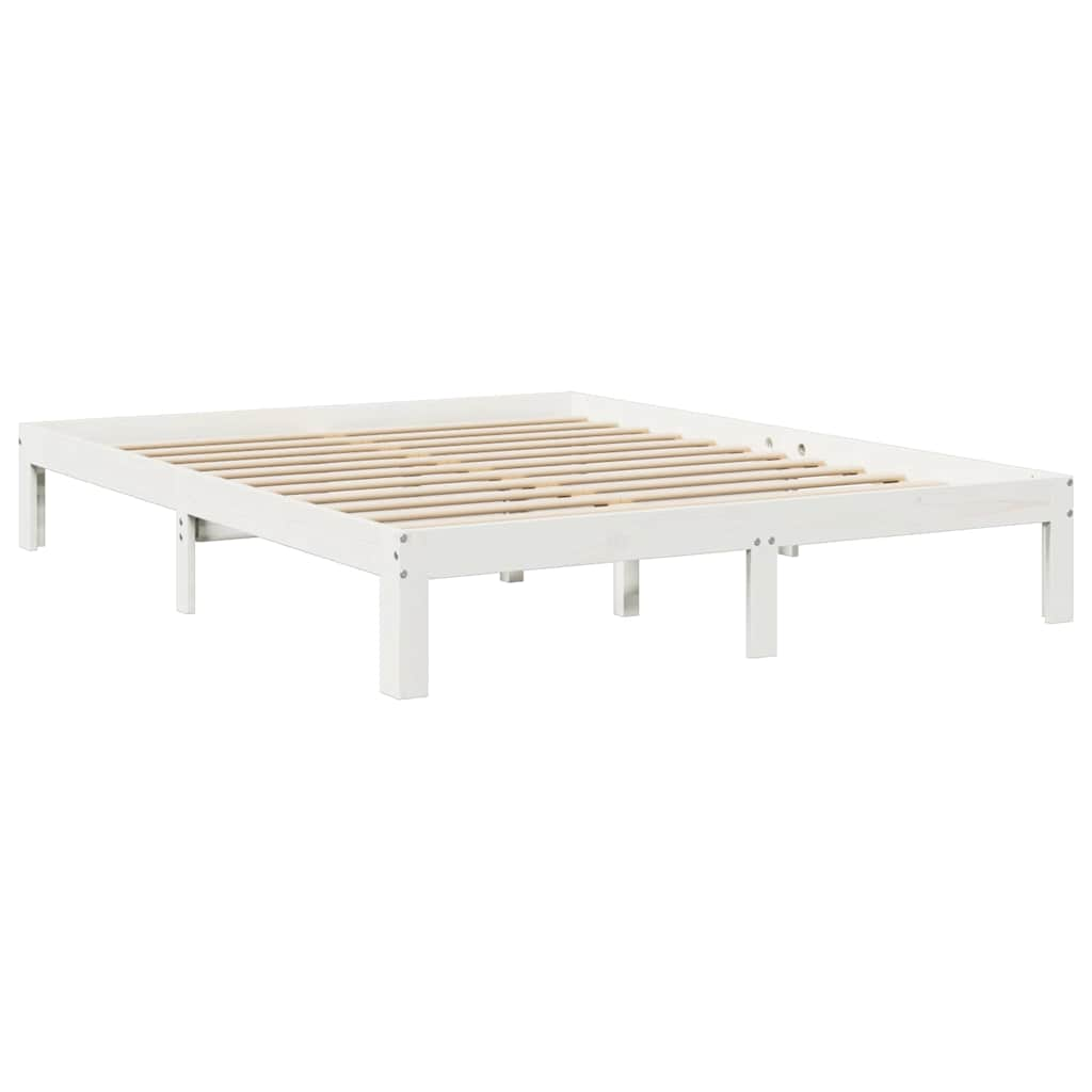 Letto Libreria senza Materasso Bianco 160x200 cm Legno di Pino