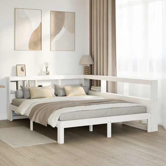 Letto Libreria senza Materasso Bianco 160x200 cm Legno di Pino