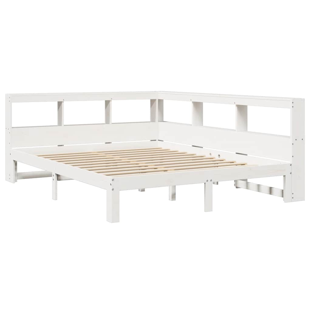 Letto Libreria senza Materasso Bianco 150x200 cm Legno di Pino