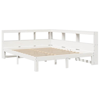 Letto Libreria senza Materasso Bianco 150x200 cm Legno di Pino