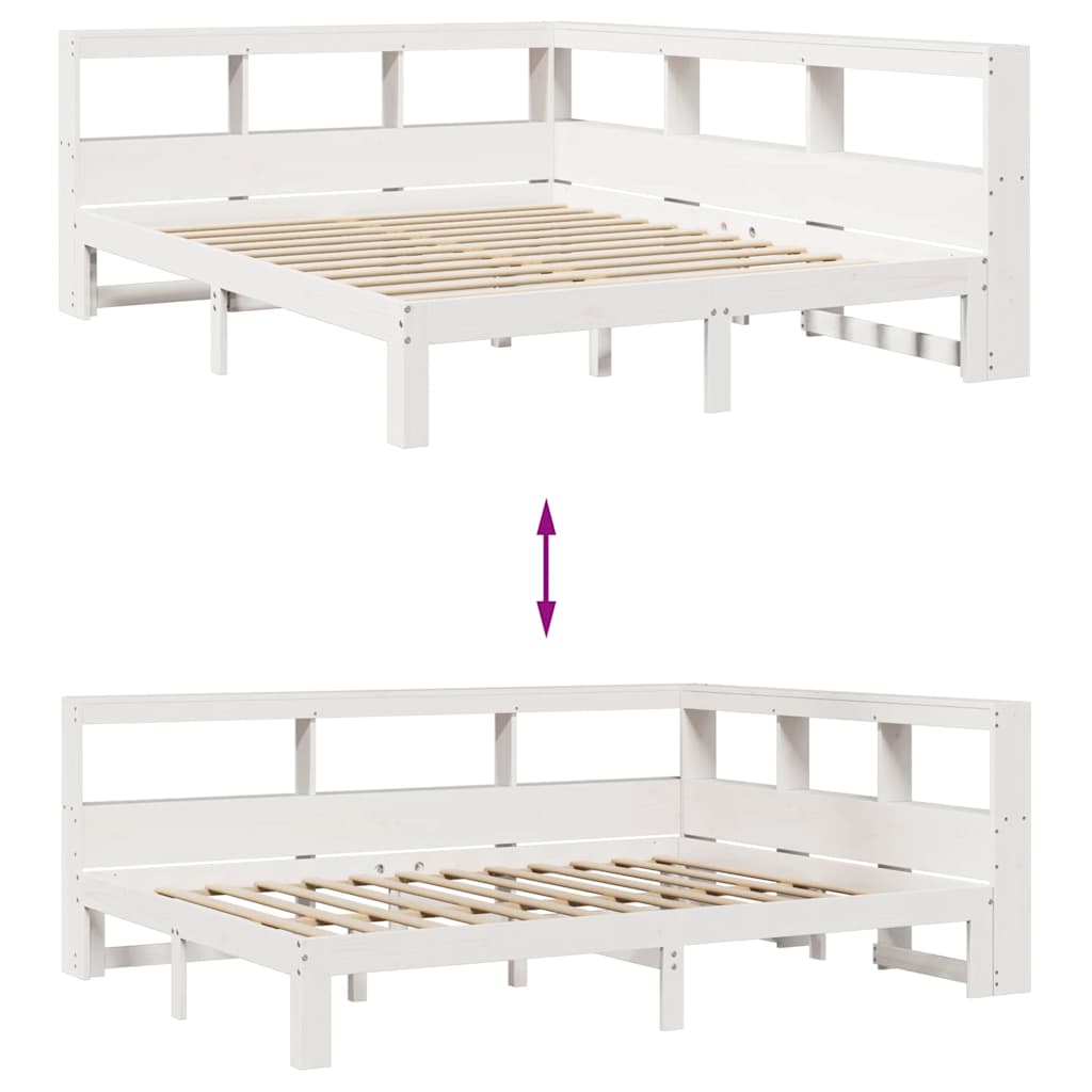 Letto Libreria senza Materasso Bianco 150x200 cm Legno di Pino