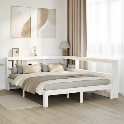 Letto Libreria senza Materasso Bianco 150x200 cm Legno di Pino