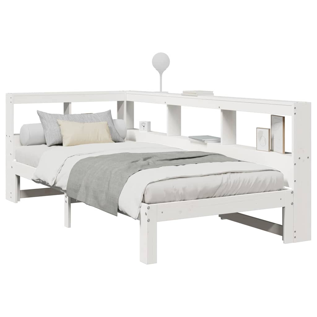 Letto Libreria senza Materasso Bianco 100x200 cm Legno di Pino