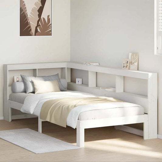 Letto Libreria senza Materasso Bianco 100x200 cm Legno di Pino