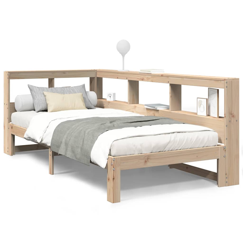 Letto Libreria senza Materasso 90x200 cm Legno Massello Pino