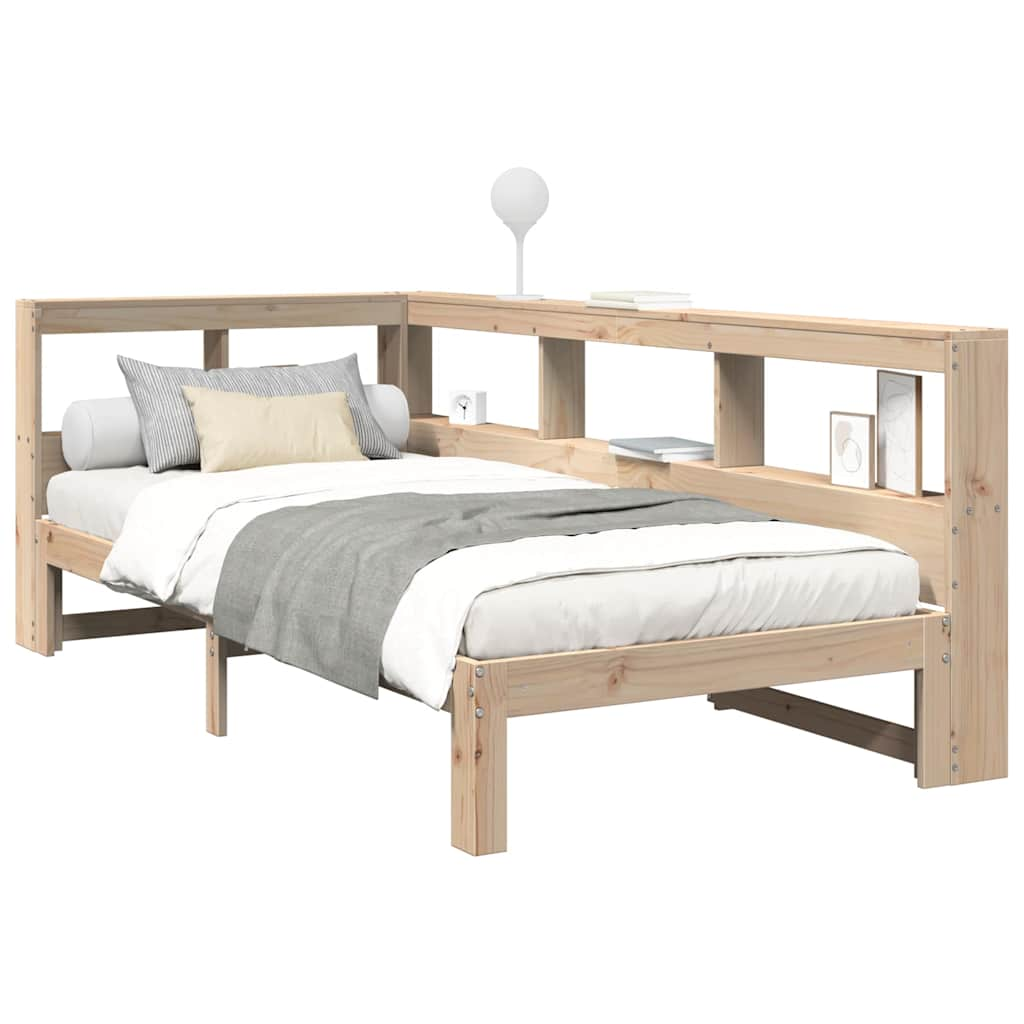 Letto Libreria senza Materasso 90x200 cm Legno Massello Pino