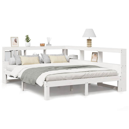 Letto Libreria senza Materasso Bianco 140x190 cm Legno di Pino