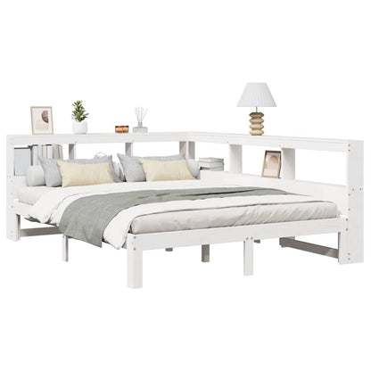 Letto Libreria senza Materasso Bianco 140x190 cm Legno di Pino