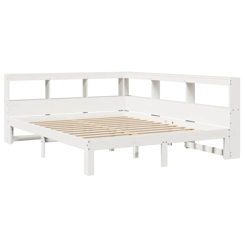 Letto Libreria senza Materasso Bianco 140x190 cm Legno di Pino