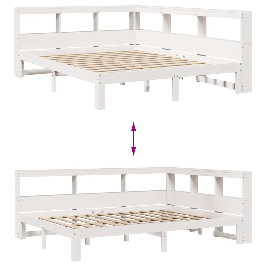 Letto Libreria senza Materasso Bianco 140x190 cm Legno di Pino