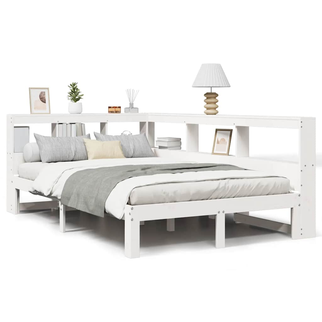 Letto Libreria senza Materasso Bianco 135x190 cm Legno di Pino