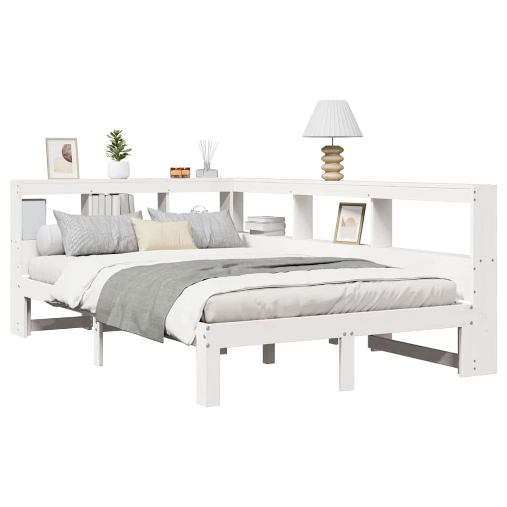 Letto Libreria senza Materasso Bianco 135x190 cm Legno di Pino