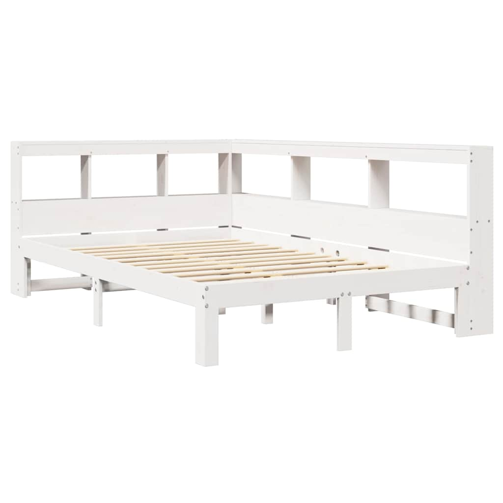 Letto Libreria senza Materasso Bianco 135x190 cm Legno di Pino