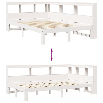 Letto Libreria senza Materasso Bianco 135x190 cm Legno di Pino