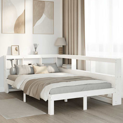 Letto Libreria senza Materasso Bianco 135x190 cm Legno di Pino