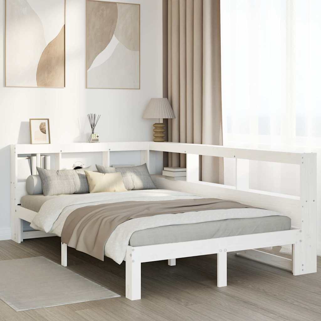 Letto Libreria senza Materasso Bianco 120x190 cm Legno di Pino