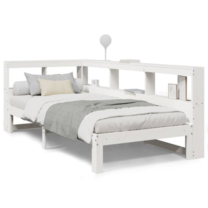 Letto Libreria senza Materasso Bianco 90x190 cm Massello Pino