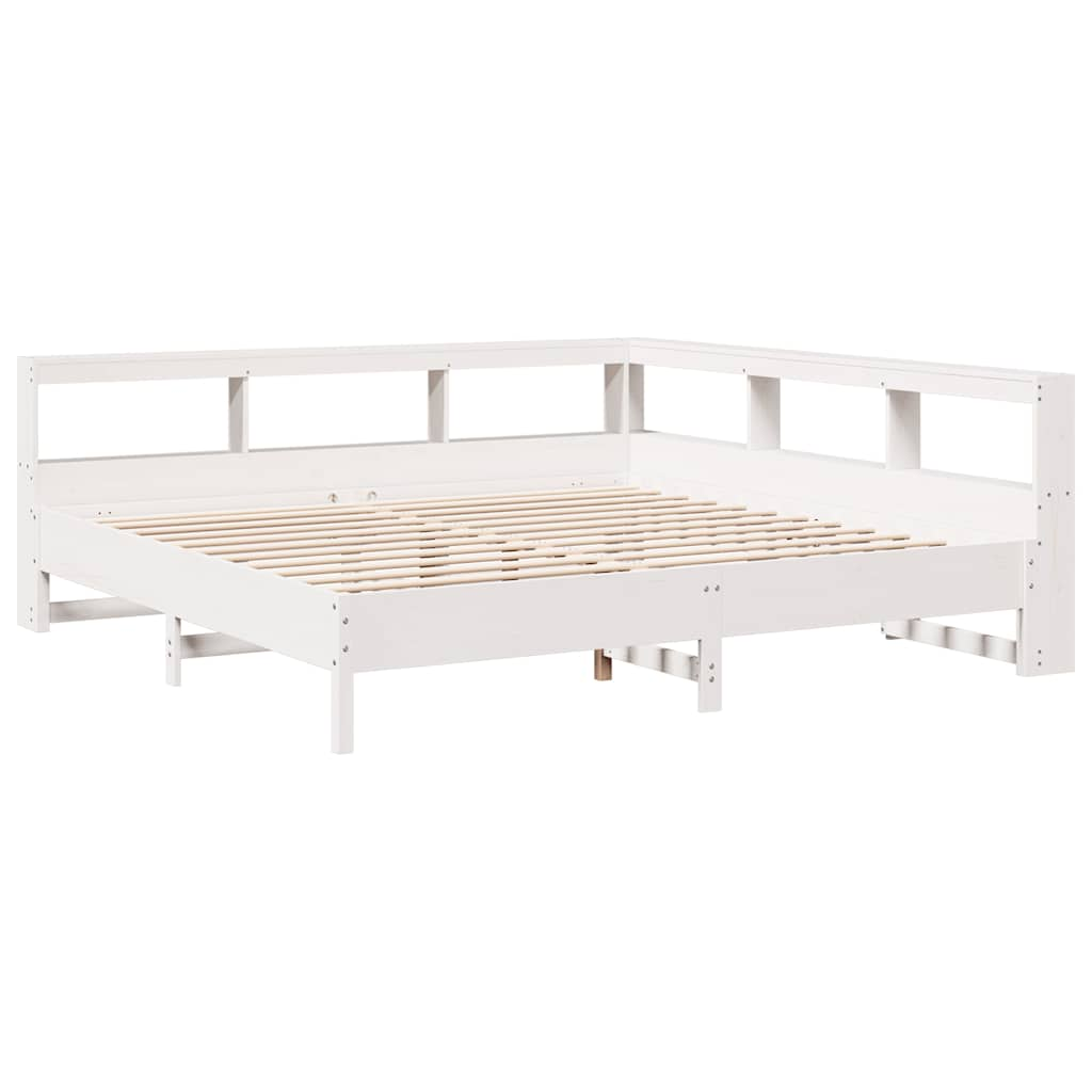 Letto Libreria senza Materasso Bianco 200x200 cm Legno di Pino