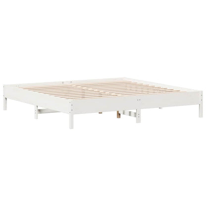 Letto Libreria senza Materasso Bianco 200x200 cm Legno di Pino