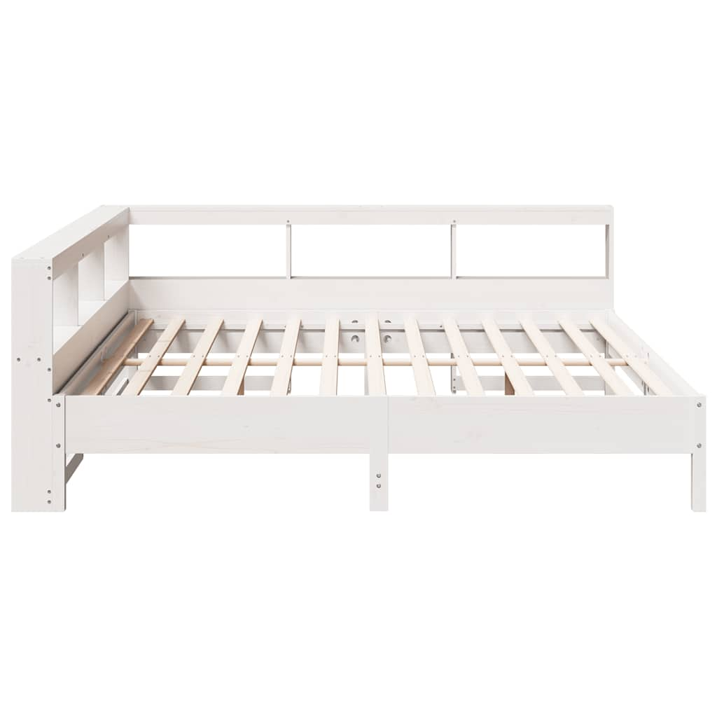 Letto Libreria senza Materasso Bianco 200x200 cm Legno di Pino