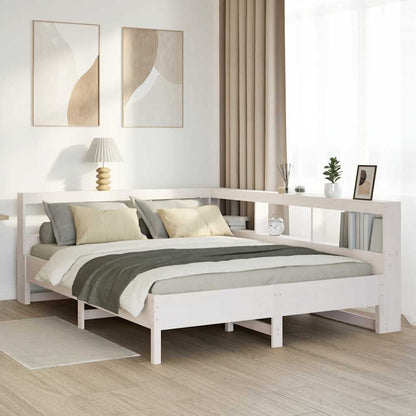 Letto Libreria senza Materasso Bianco 160x200 cm Legno di Pino