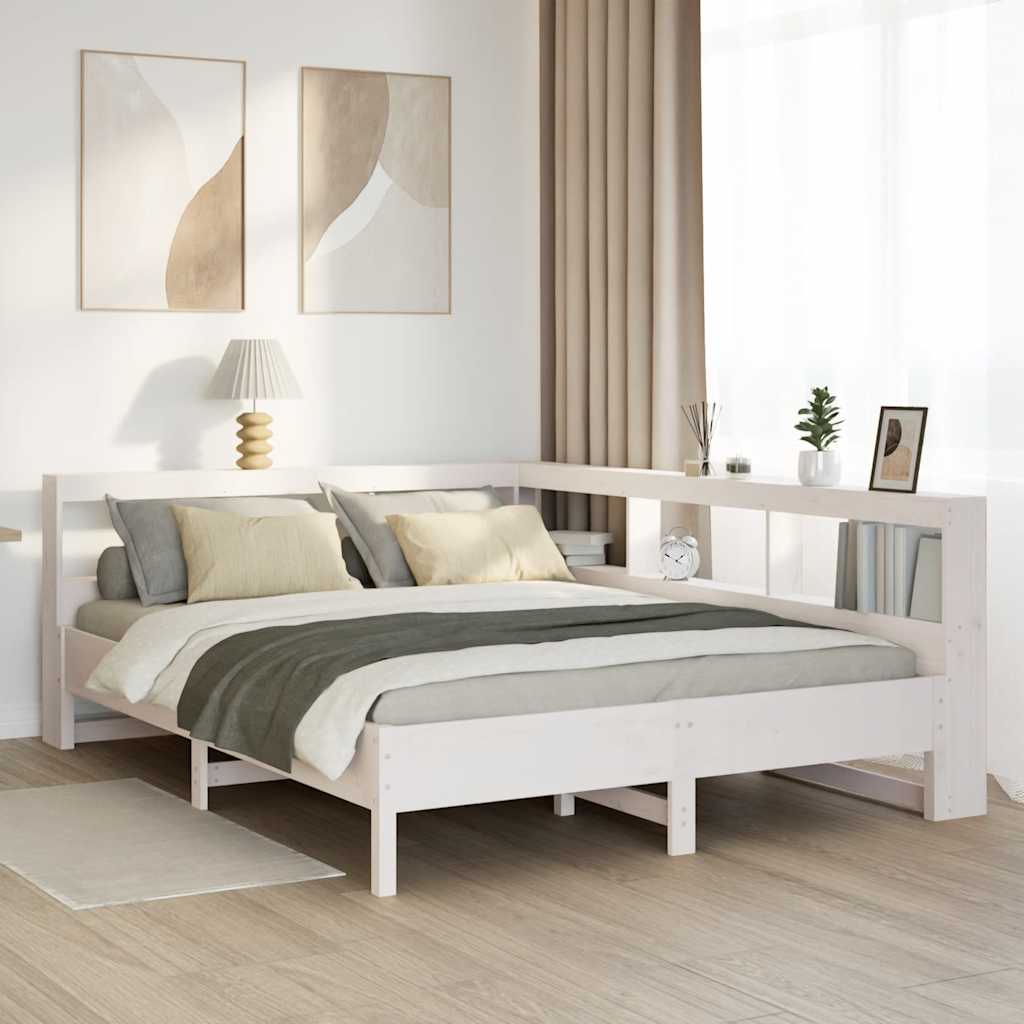 Letto Libreria senza Materasso Bianco 140x200 cm Legno di Pino