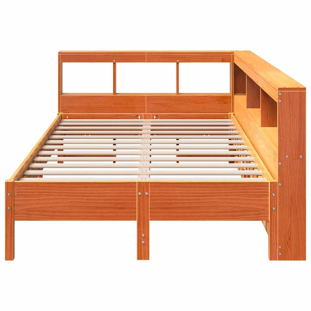 Letto Libreria senza Materasso Marrone Cera 120x200 cm in Pino