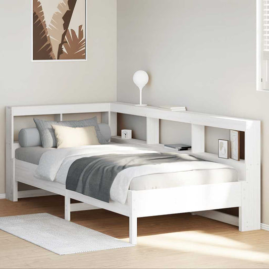 Letto Libreria senza Materasso Bianco 100x200 cm Legno di Pino