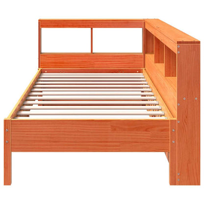 Letto Libreria senza Materasso Marrone Cera 100x200 cm in Pino