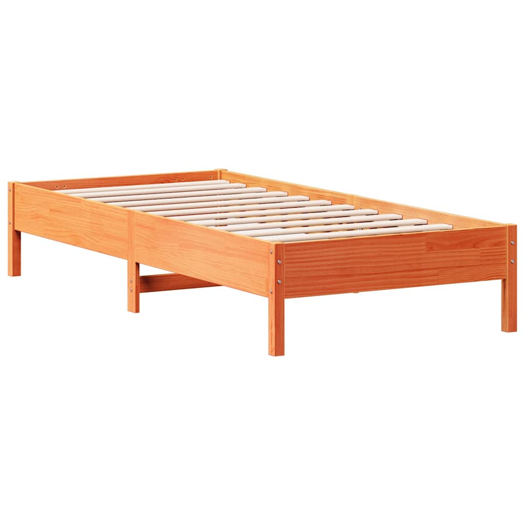 Letto Libreria senza Materasso Marrone Cera 100x200 cm in Pino