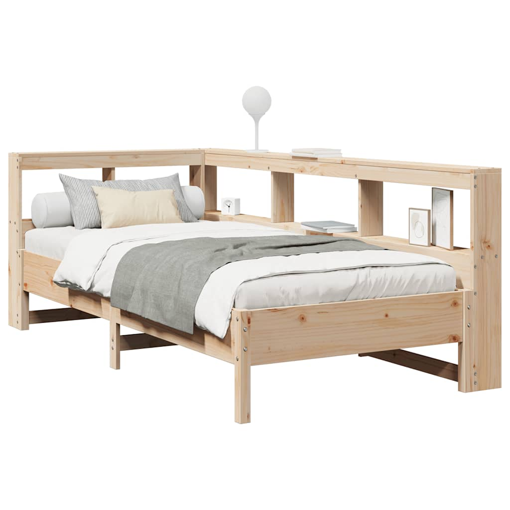 Letto Libreria senza Materasso 90x200 cm Legno Massello Pino