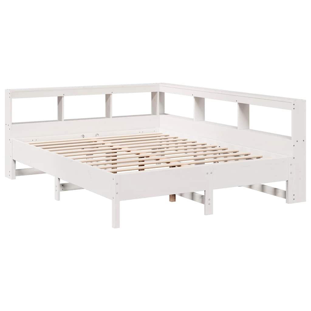 Letto Libreria senza Materasso Bianco 140x190 cm Legno di Pino