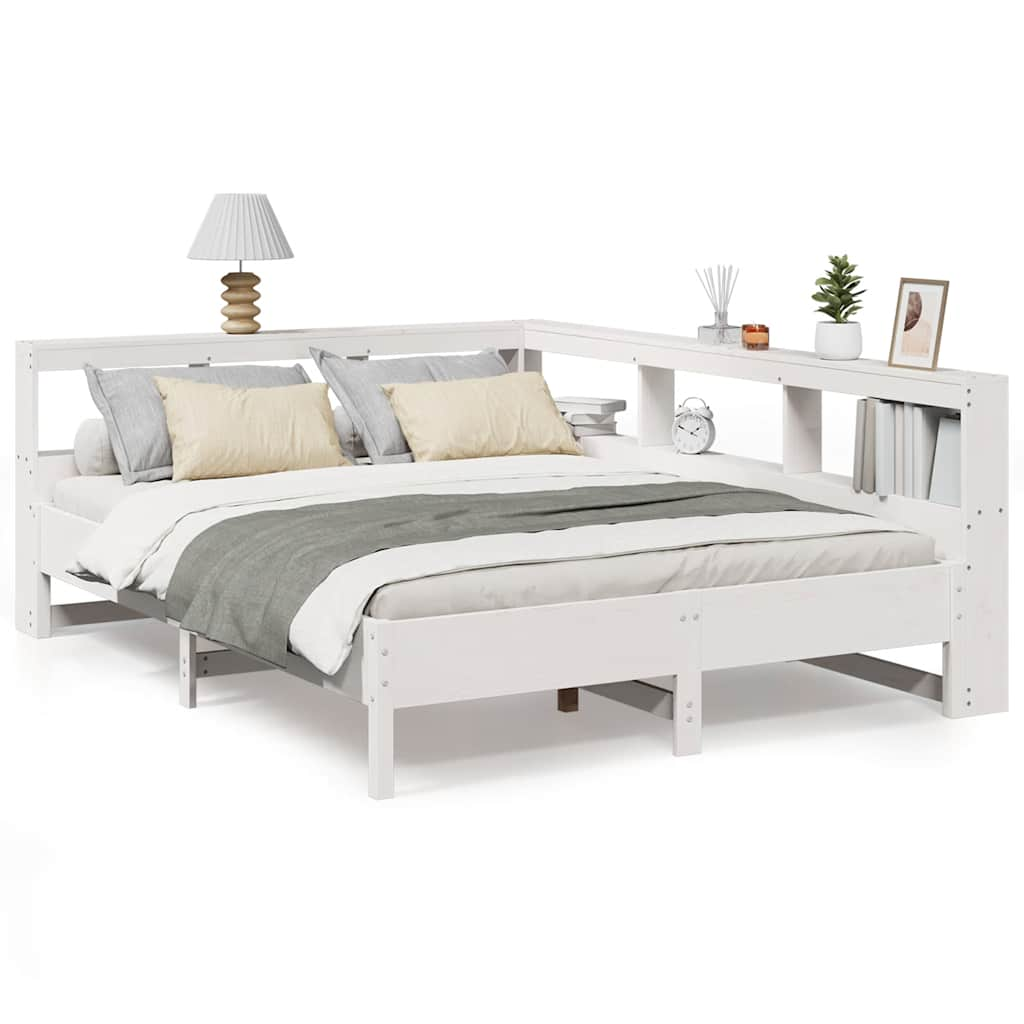 Letto Libreria senza Materasso Bianco 135x190 cm Legno di Pino