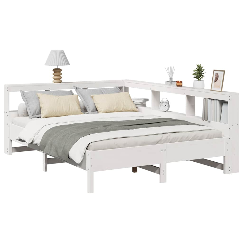 Letto Libreria senza Materasso Bianco 135x190 cm Legno di Pino