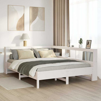 Letto Libreria senza Materasso Bianco 135x190 cm Legno di Pino