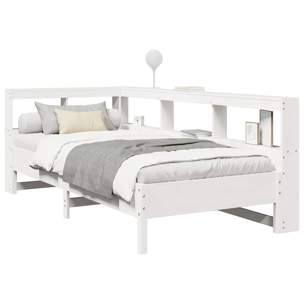 Letto Libreria senza Materasso Bianco 90x190 cm Massello Pino