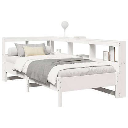 Letto Libreria senza Materasso Bianco 90x190 cm Massello Pino