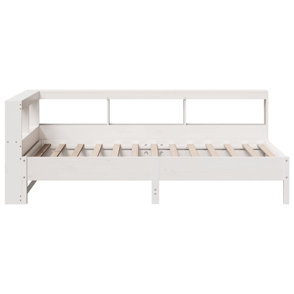 Letto Libreria senza Materasso Bianco 90x190 cm Massello Pino