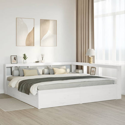 Letto Libreria senza Materasso Bianco 200x200 cm Legno di Pino