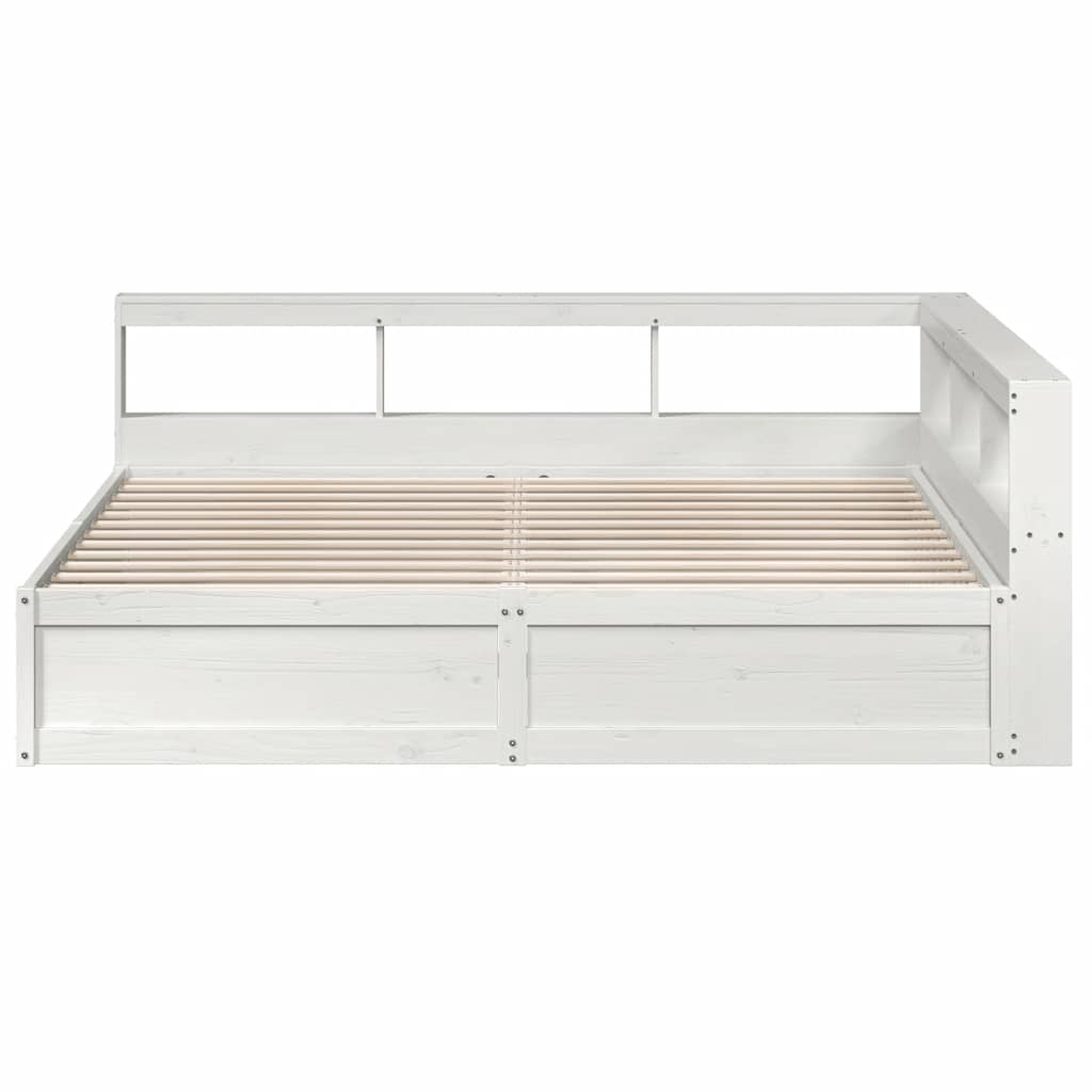 Letto Libreria senza Materasso Bianco 200x200 cm Legno di Pino