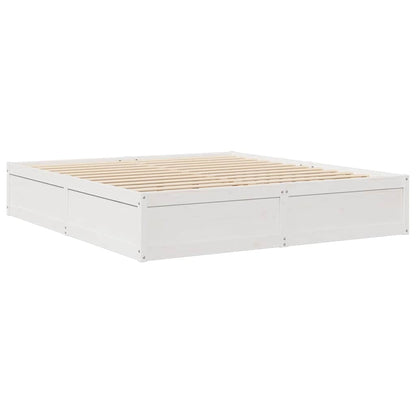 Letto Libreria senza Materasso Bianco 200x200 cm Legno di Pino