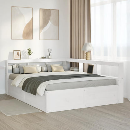 Letto Libreria senza Materasso Bianco 160x200 cm Legno di Pino